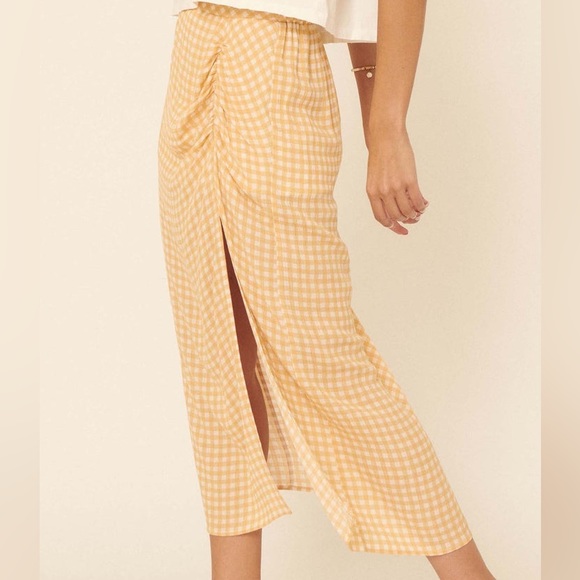 NWT Promesa Delightful Days Ruched Gingham Midi Skirt Large - Picture 4 of 8